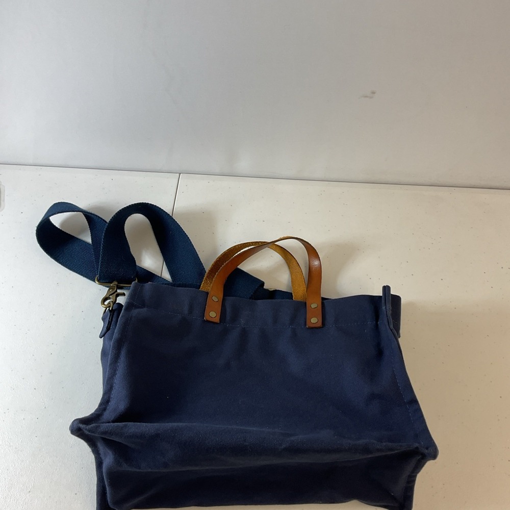 Parker Thatch Small Mimi Bag Navy Blue Canvas Surfer Stripe Leather Strap - Picture 2 of 13